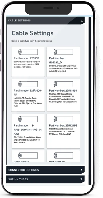 Cable configurator on a phone